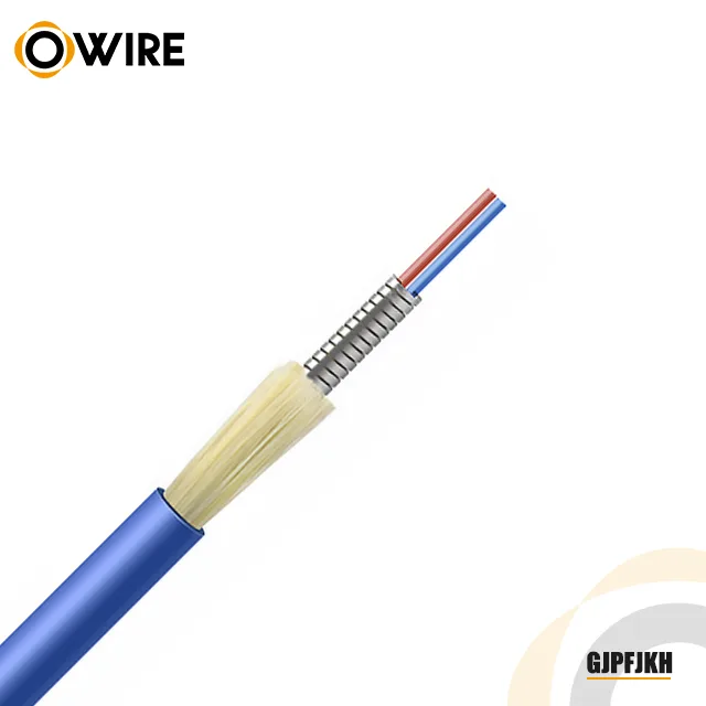 Armored Tight buffer Aramid yarn Multi core single mode multimode fiber optic cable GJPFJKH / GJPFJKV-(2-144)C