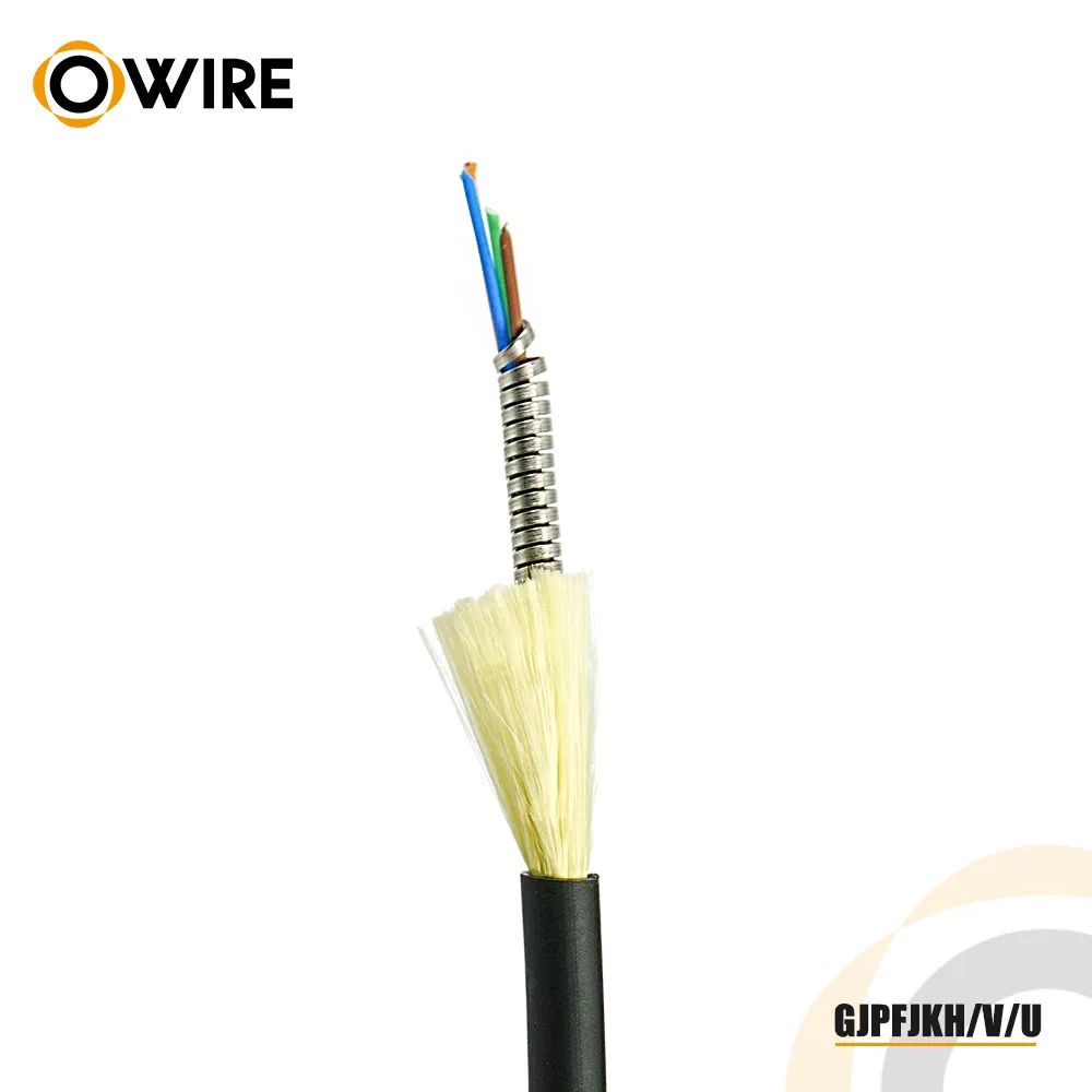 Armored Tight buffer Aramid yarn Multi core single mode multimode fiber optic cable GJPFJKH / GJPFJKV-(2-144)C