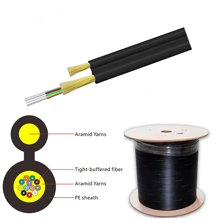 Figure Fig 8 Tight Buffer Aramid Yarns Hanging Single Mode Multimode Overhead Fiber Optic Cable