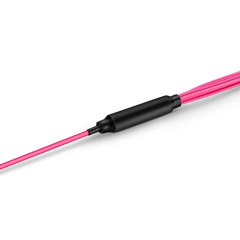 MTP MPO Harness Fiber Breakout Cable, MTP MPO UPC (Female) to 4 LC UPC Duplex 8 Fibers Multimode (OM4) Type B Magenta