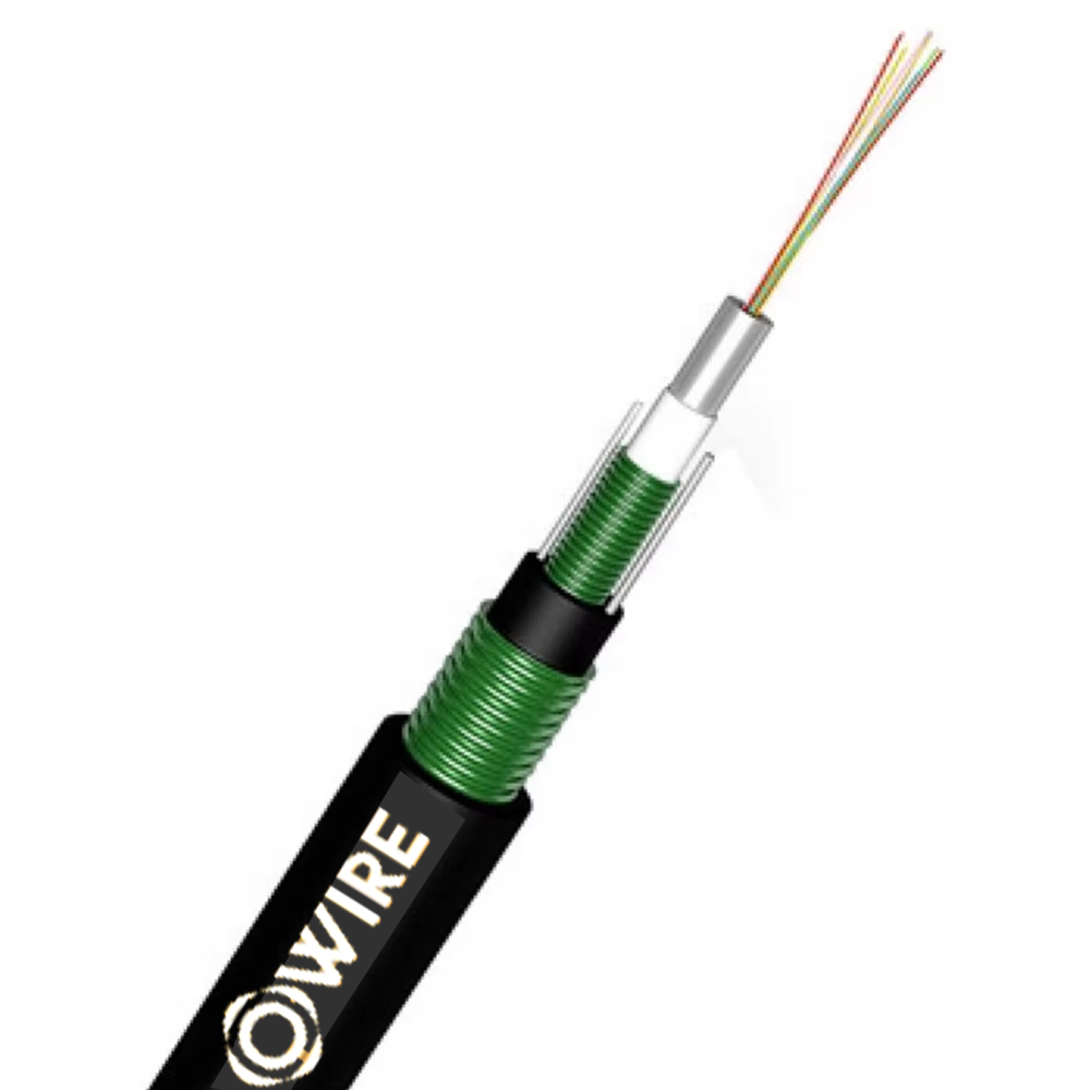 2-24 core Aerial Anti-rodent Double Armored Central Loose Tube PE anti-rodent  Fiber Optic Cable