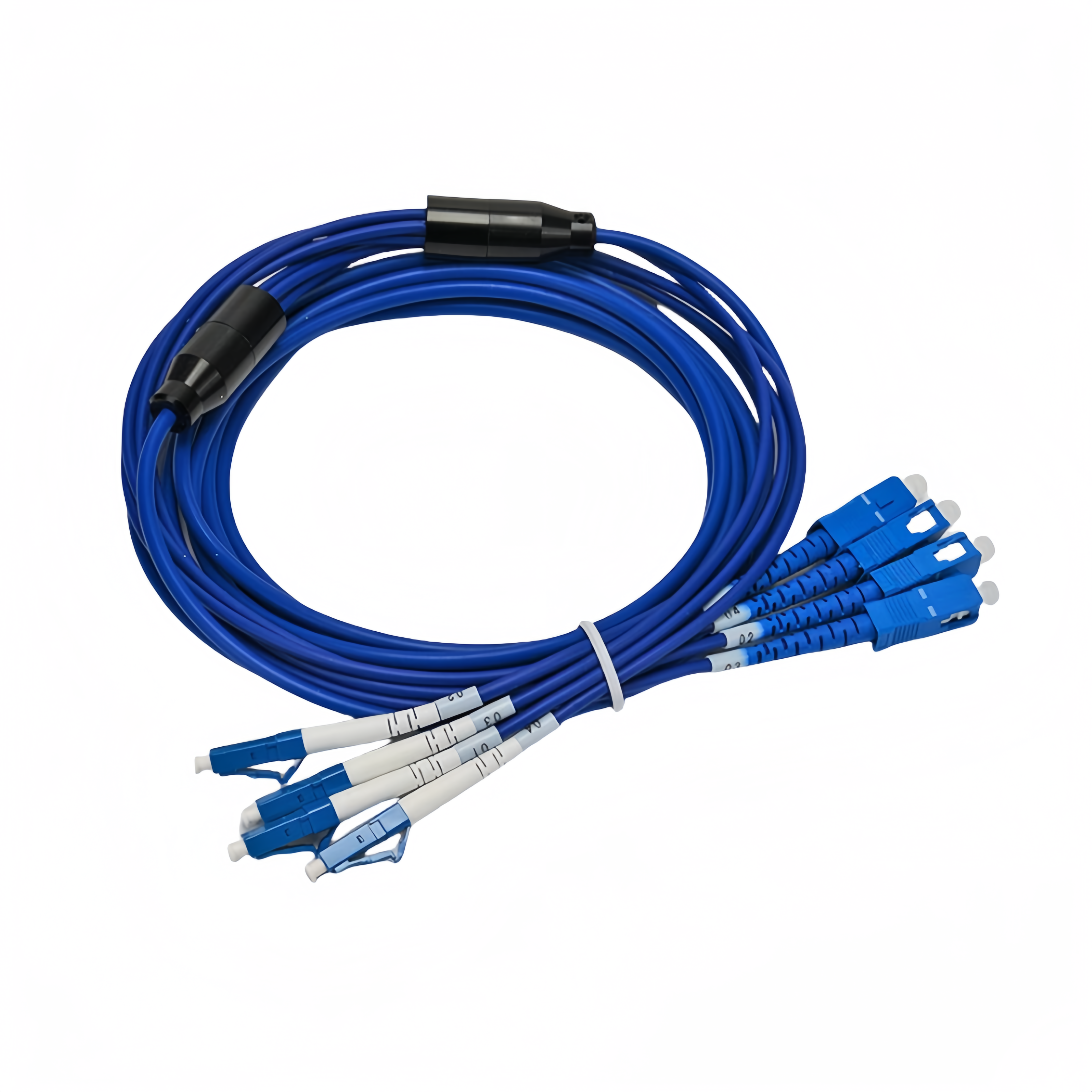 Tactical LC To SC  Patch Cord 4core Indoor Blue Lszh Armored Cable Monomode Trunk Cables for Broadcasting TV