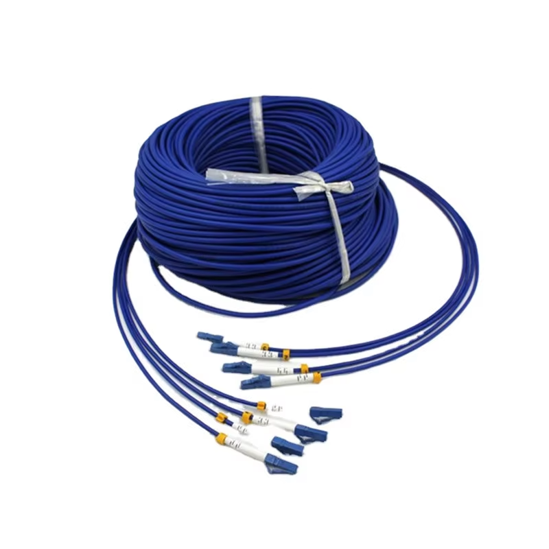 Tactical LC To SC  Patch Cord 4core Indoor Blue Lszh Armored Cable Monomode Trunk Cables for Broadcasting TV