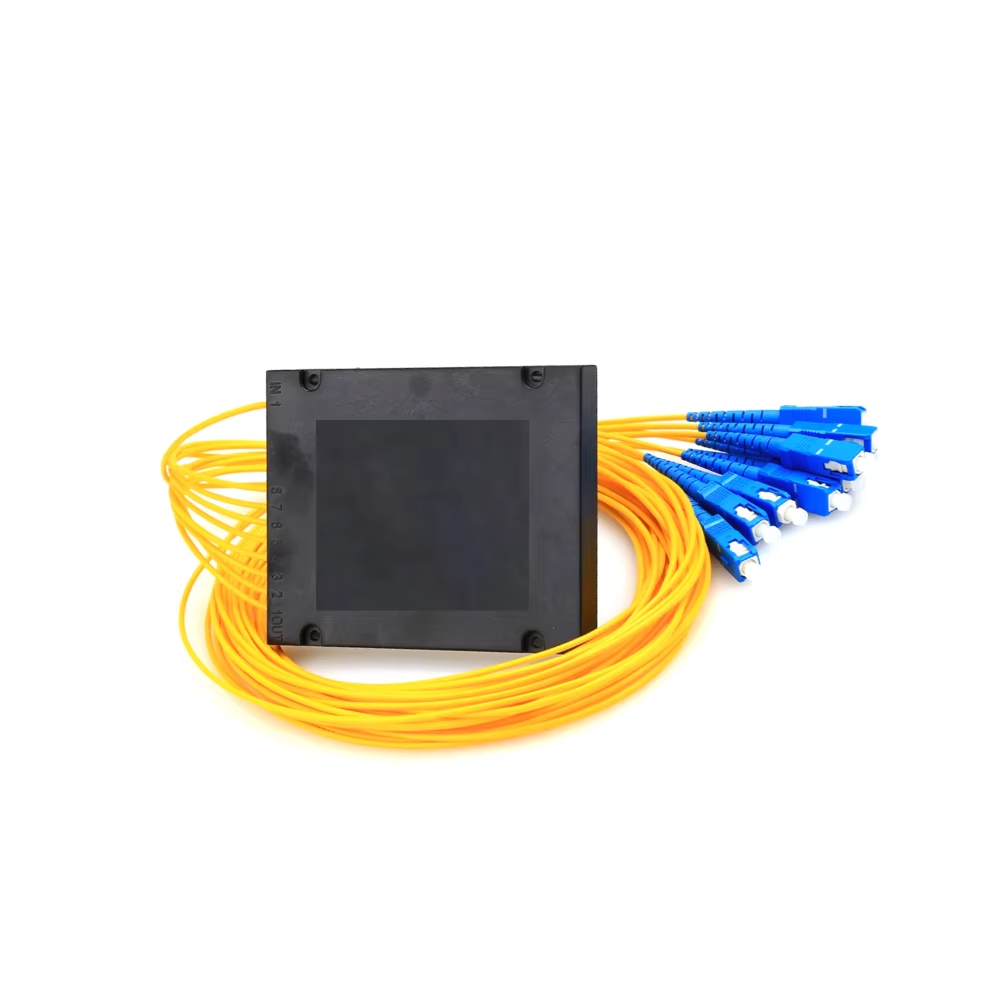 1×2, 1×4, 1×8, 1×16, 1X32, 1X64 SC/APC Connector Optical Fiber PLC Splitter