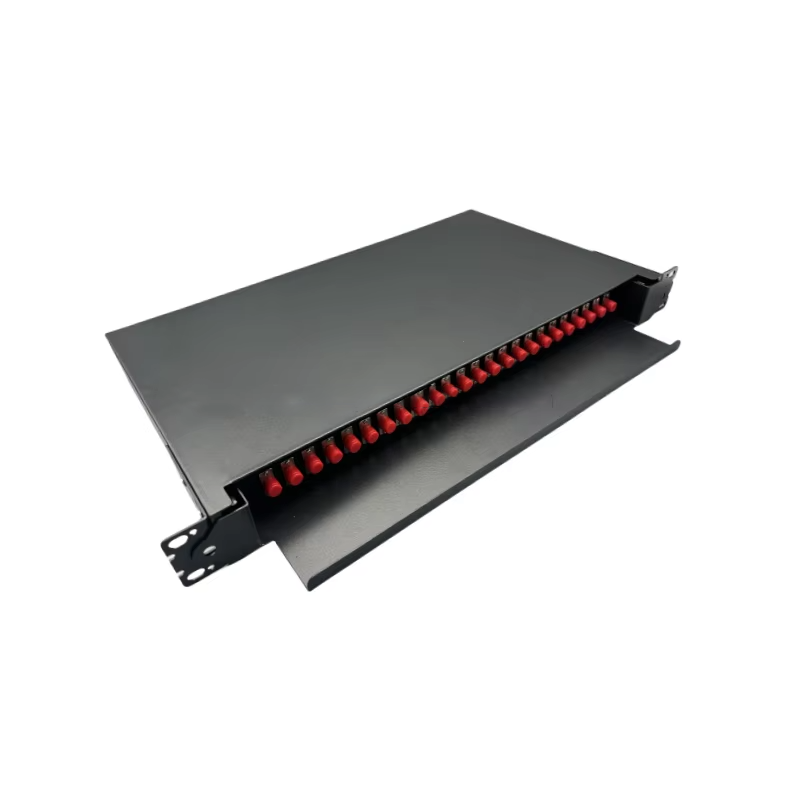 24 port Rack mount sliding ftth fiber box 1u fc/upc single mode drawer type patch panel