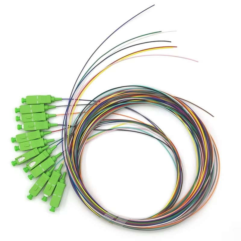 SC APC 12 Fibers Single Mode OS2 SM Fiber Optic Pigtail