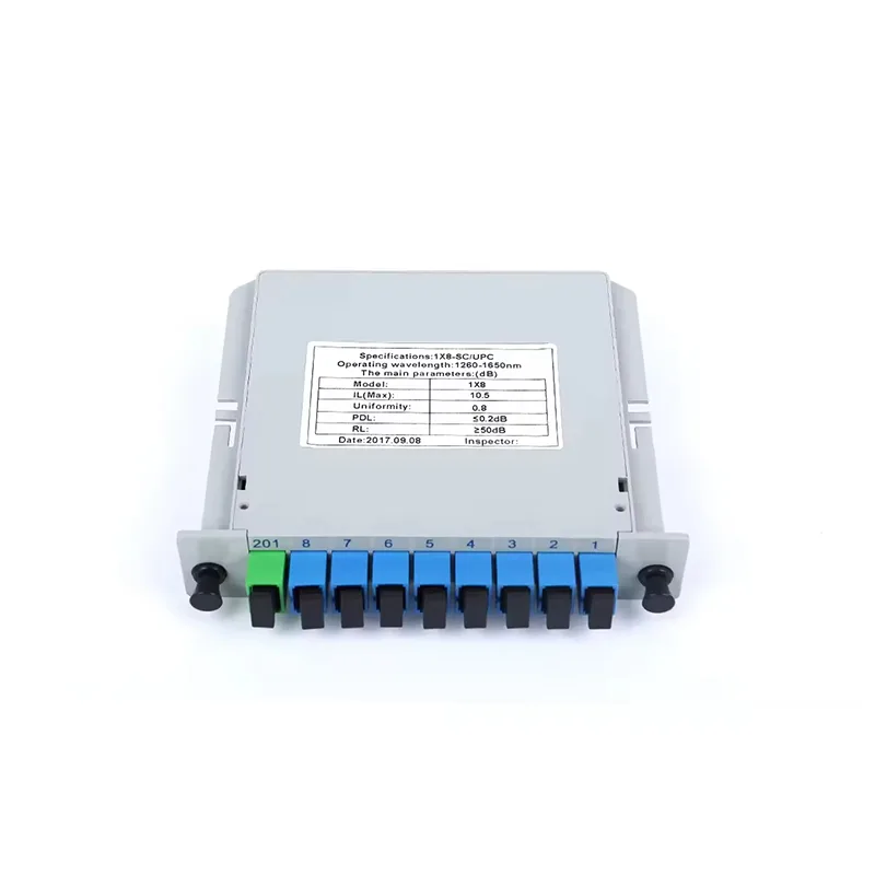 FTTH Cassette Type 1 x 8 PLC Splitter with SC / UPC Fiber Optic Splitter